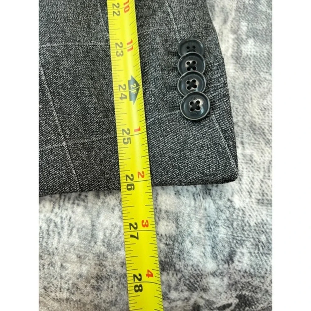 Banana Republic Marzotto Mill 44L‎ Gray Windowpane Sport Coat Blazer Wool Blend